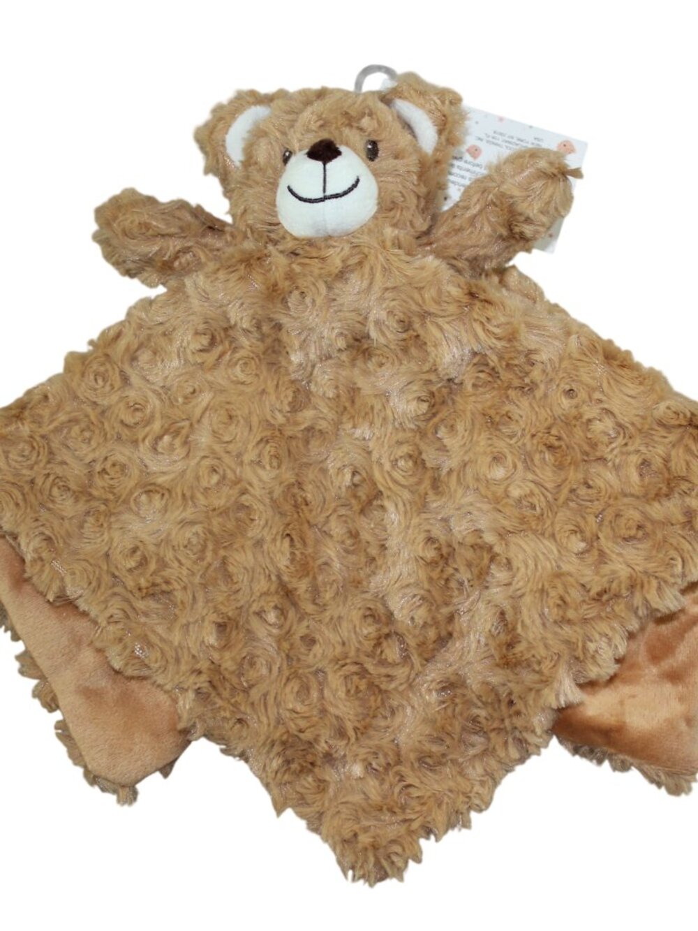 Oobles Teddy Bear Plush Security Blanket Lovey Baby Infant Rattle Toy Tan NWT